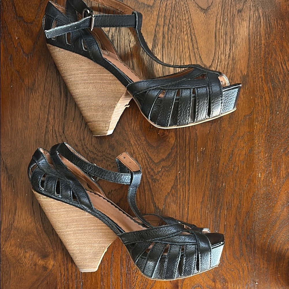 Black Wedge Sandals